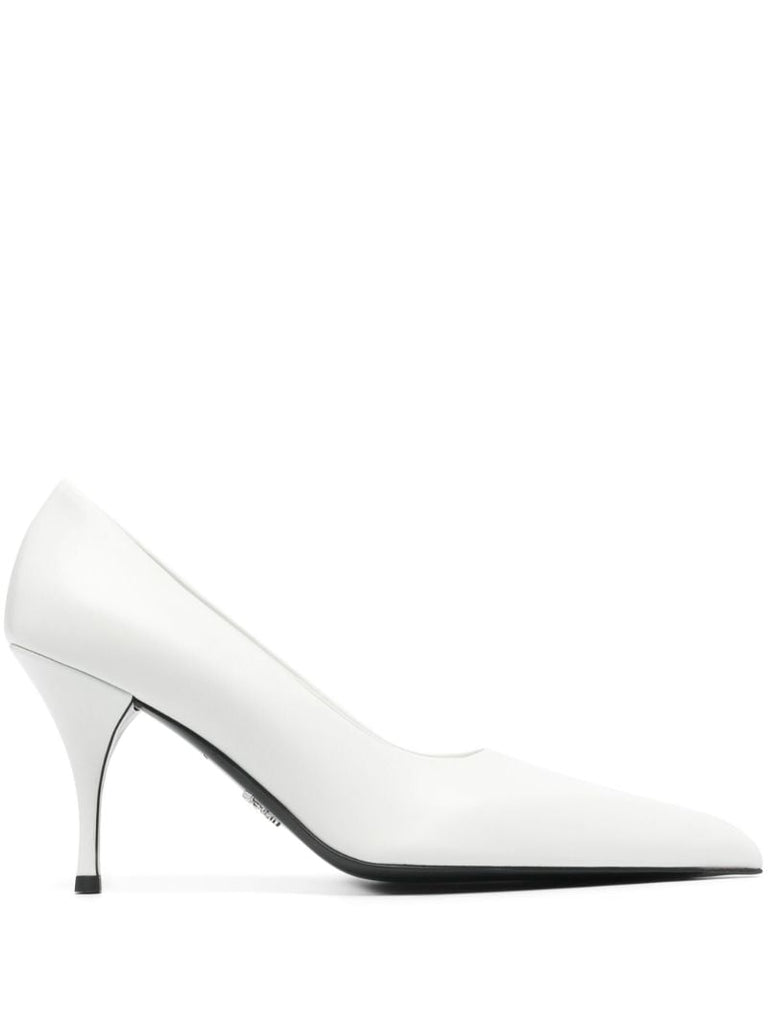White 85 Leather Pumps