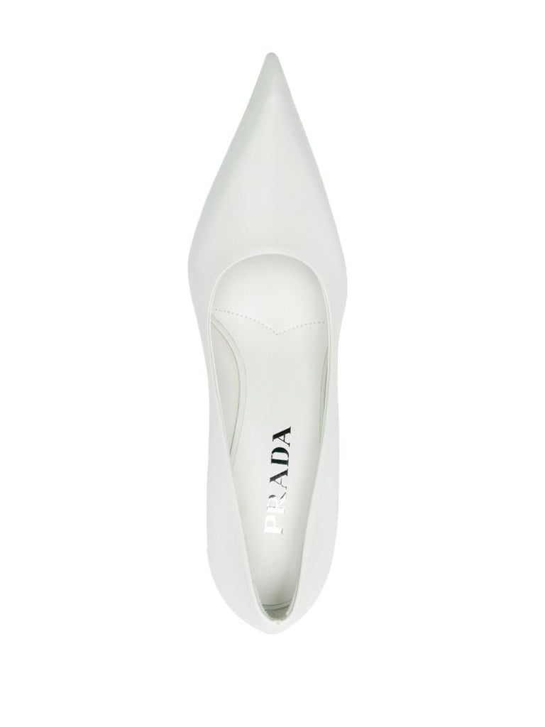 White 85 Leather Pumps