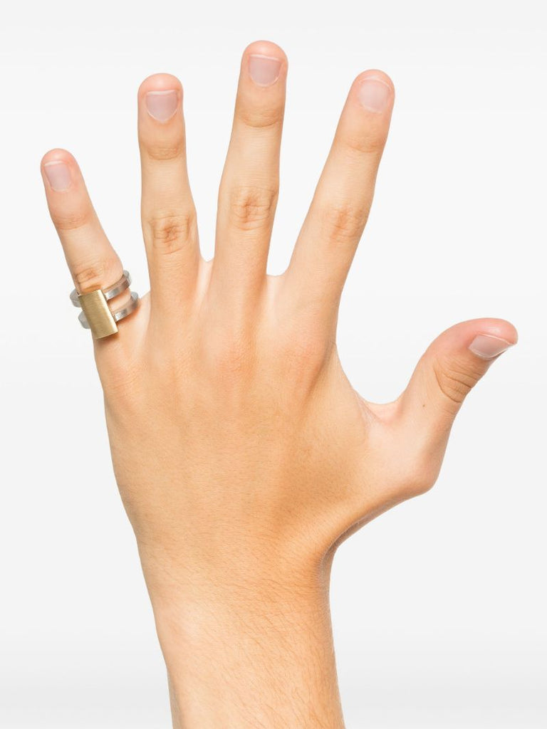 9k Yellow Gold and Recycled Silver Ring