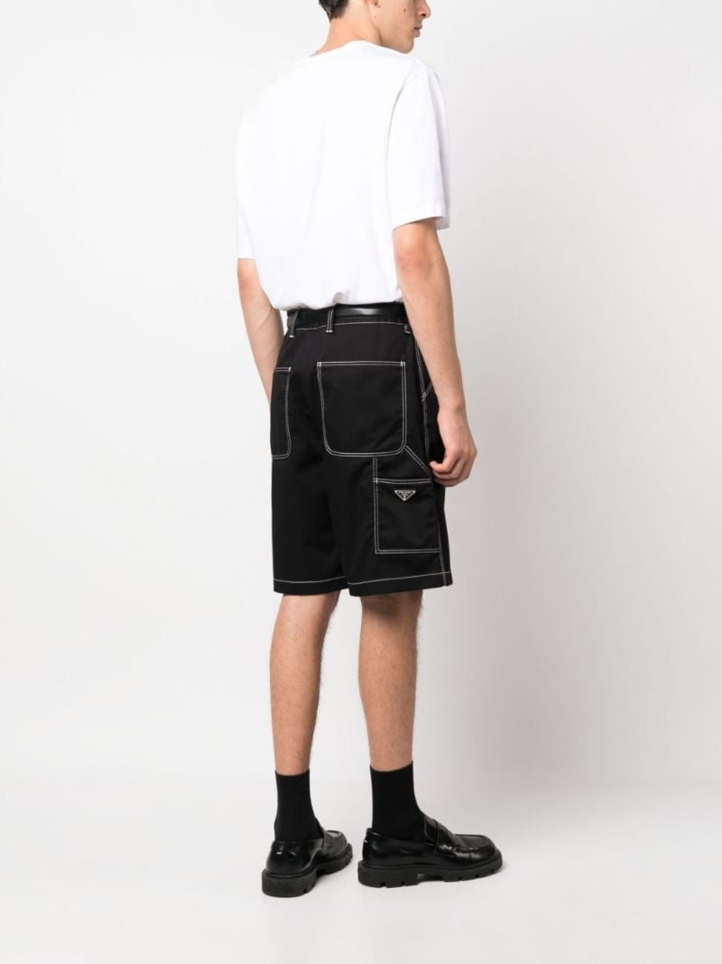 Black Contrast Stitching Bermuda Shorts