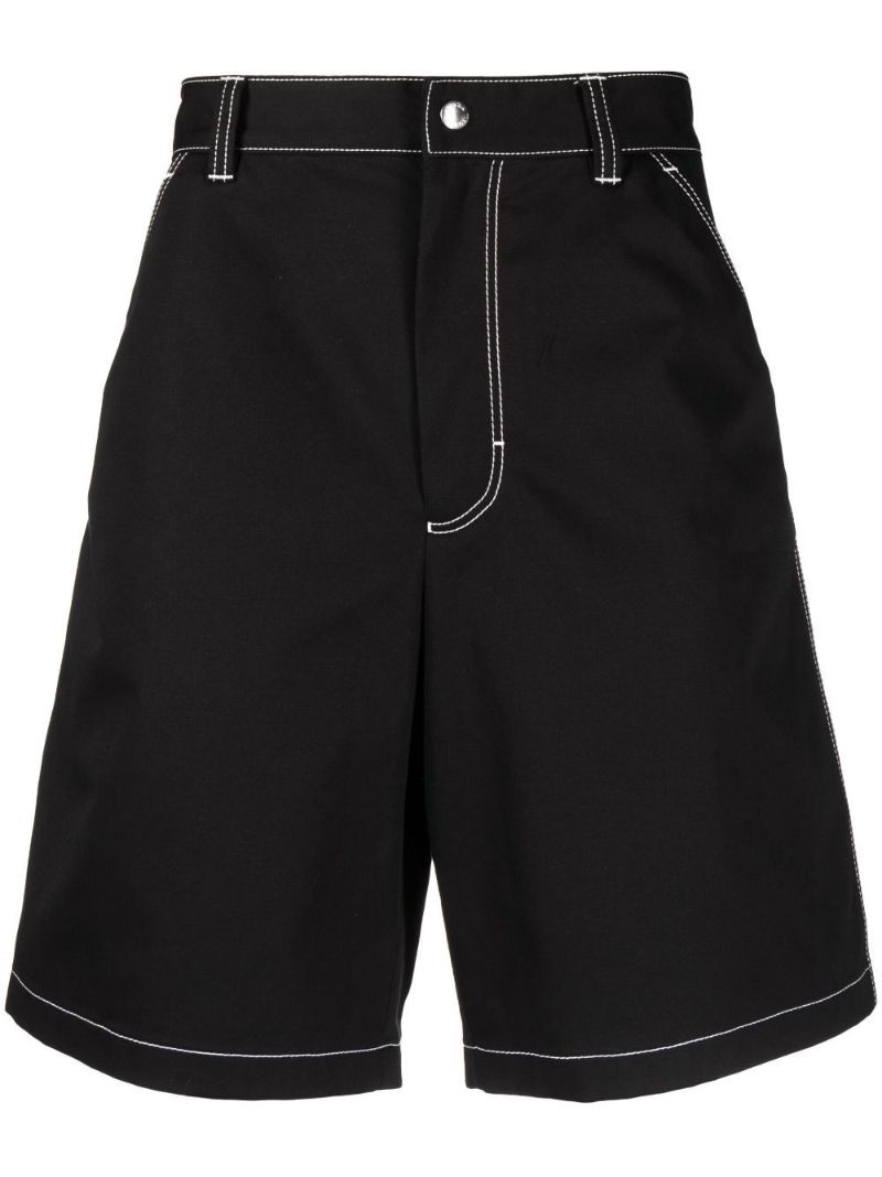 Black Contrast Stitching Bermuda Shorts