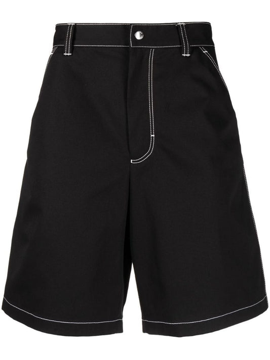 Black Contrast Stitching Bermuda Shorts