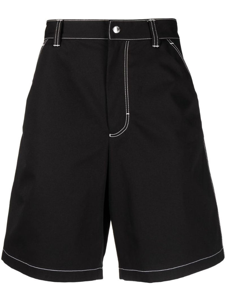 Black Contrast Stitching Bermuda Shorts
