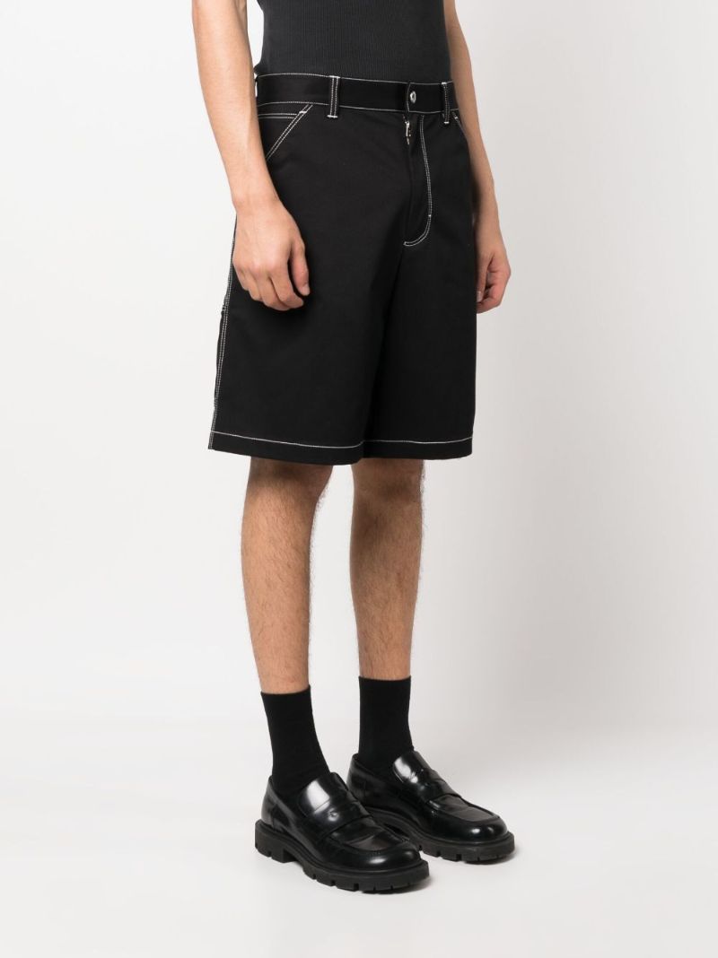 Black Contrast Stitching Bermuda Shorts