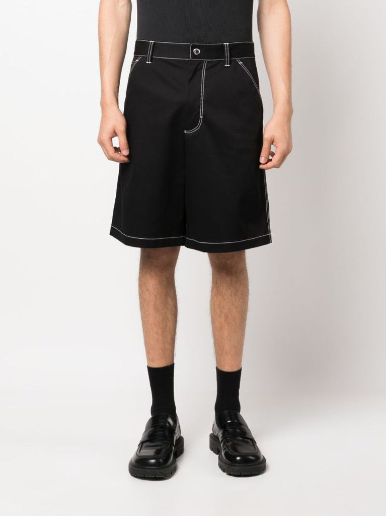 Black Contrast Stitching Bermuda Shorts