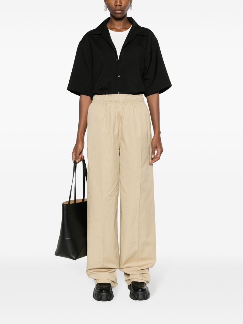 Neutral Wide-leg Cotton Trousers