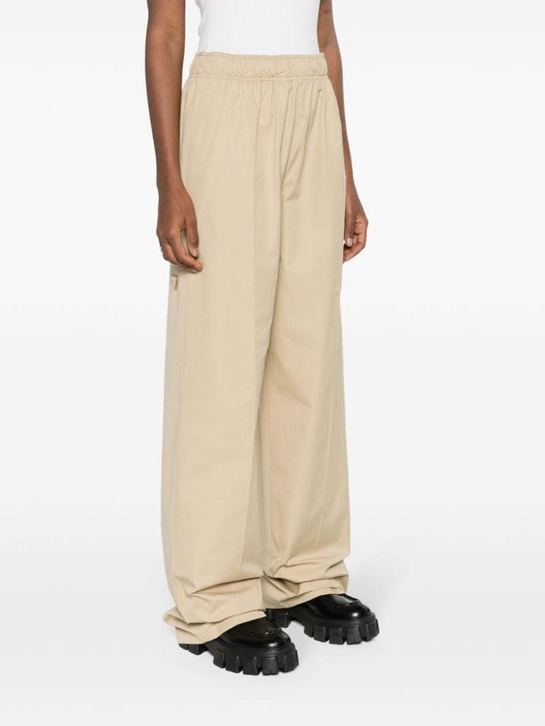 Neutral Wide-leg Cotton Trousers