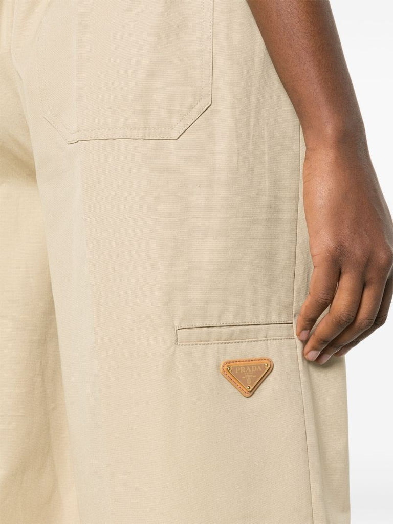 Neutral Wide-leg Cotton Trousers