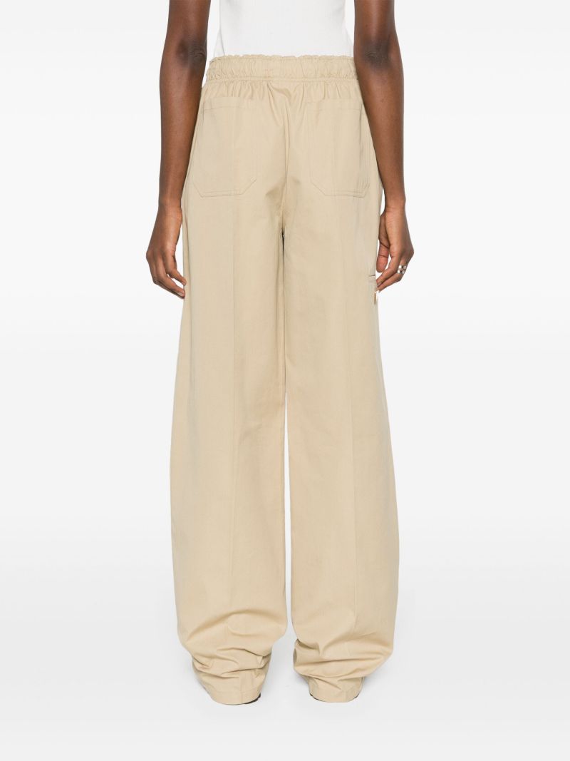 Neutral Wide-leg Cotton Trousers