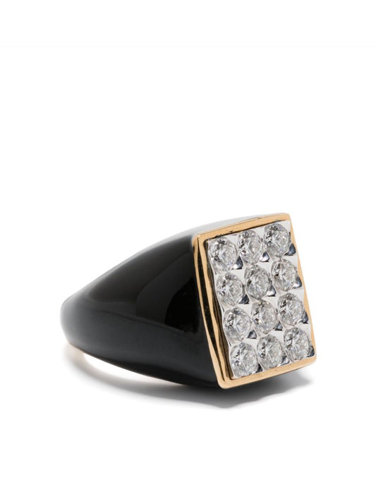 18k Yellow Gold Tuxedo Diamond Ring