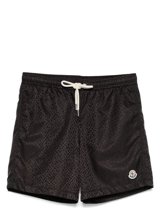 Black Monogram Swim Shorts