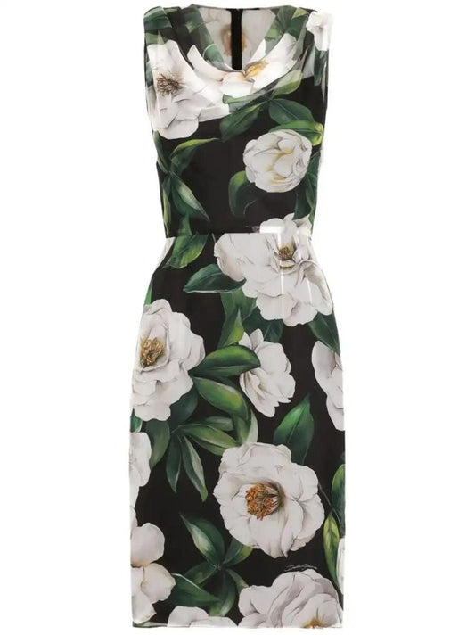 Black Gardenia-print Dress