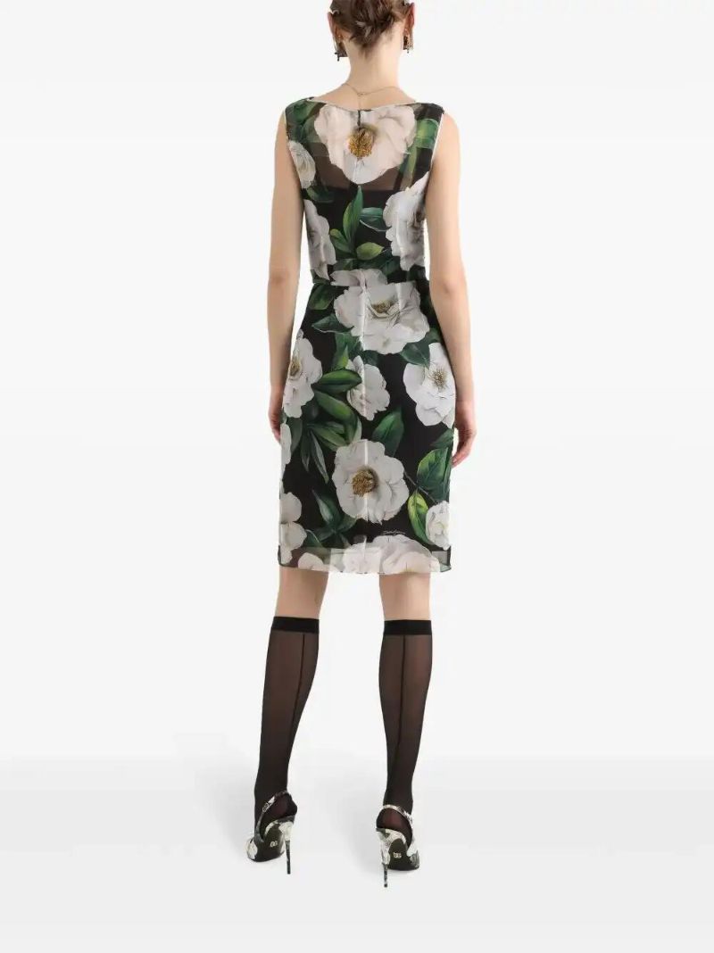 Black Gardenia-print Dress