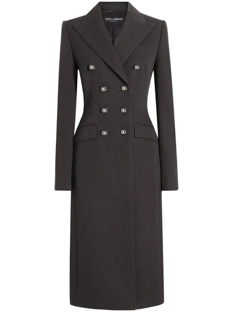 Grey Double-breasted Wool Coat