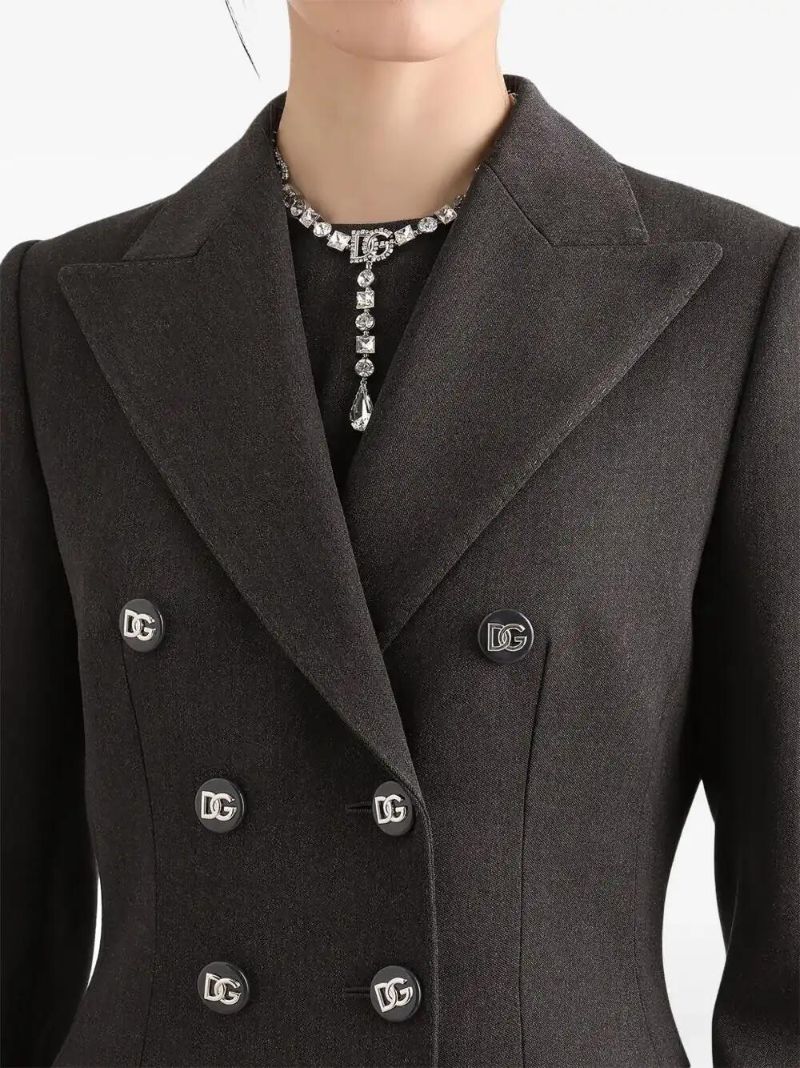 Grey Double-breasted Wool Coat
