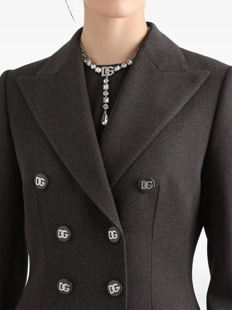 Grey Double-breasted Wool Coat