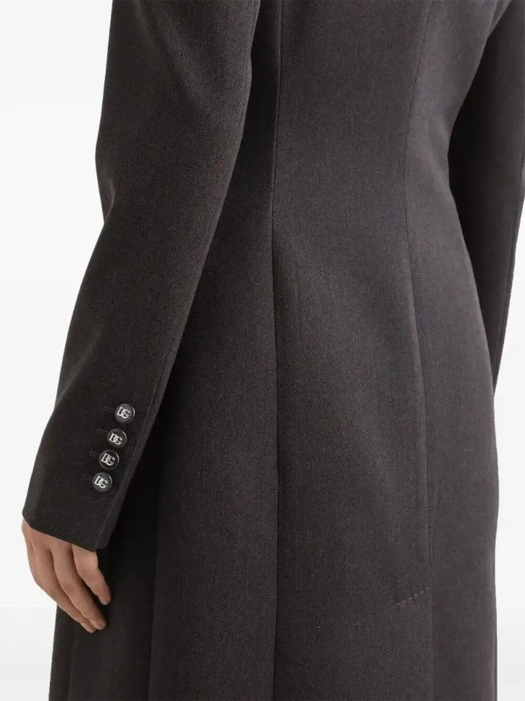 Grey Double-breasted Wool Coat