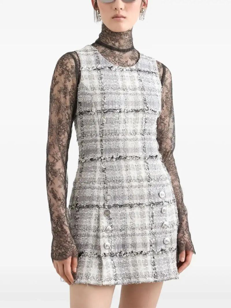 Grey Lurex Tweed Dress