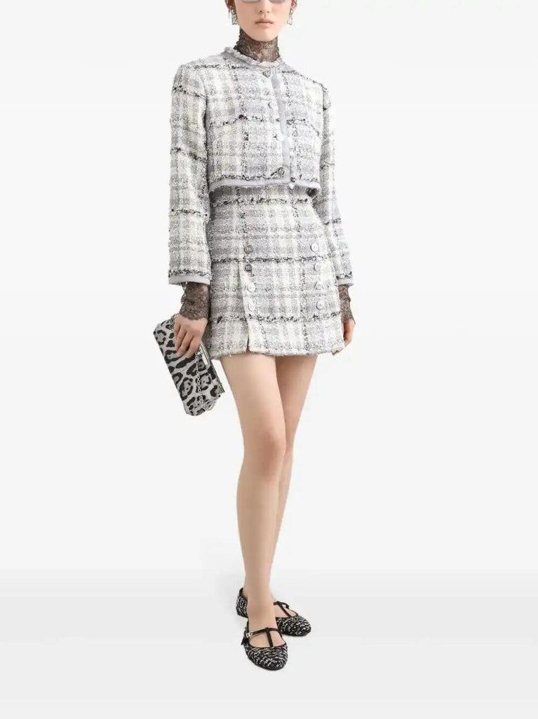 Grey Lurex Tweed Dress