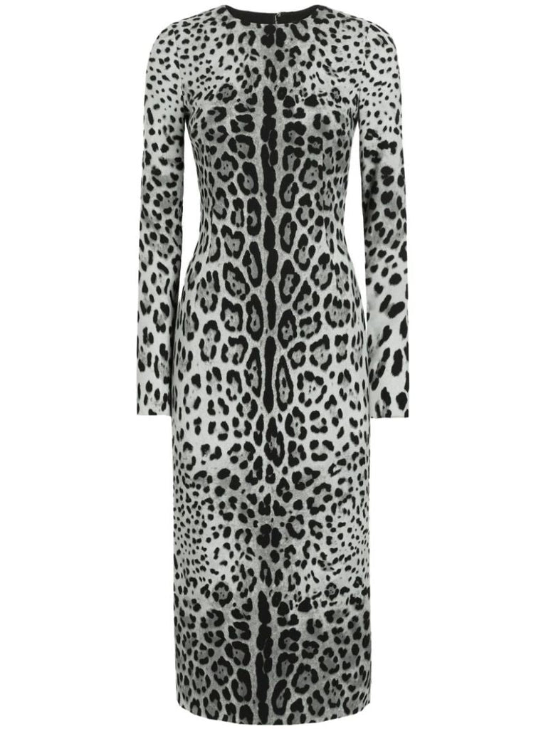 Leopard-print Midi Dress