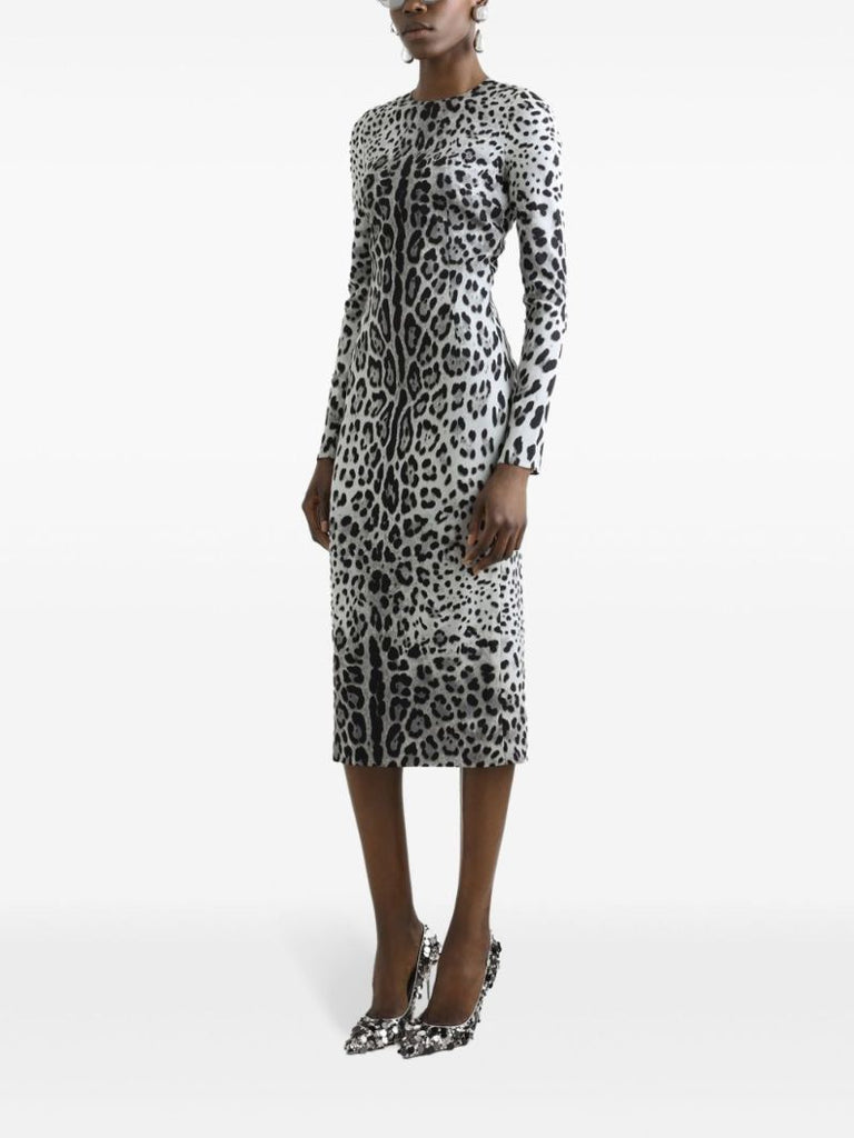 Leopard-print Midi Dress