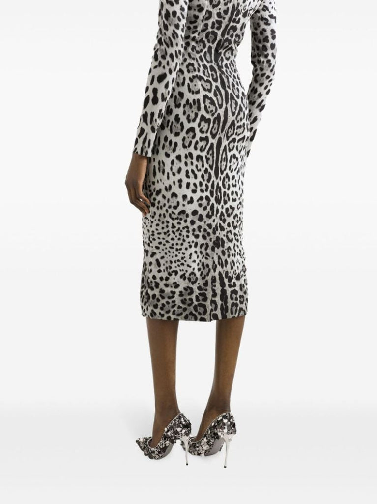 Leopard-print Midi Dress