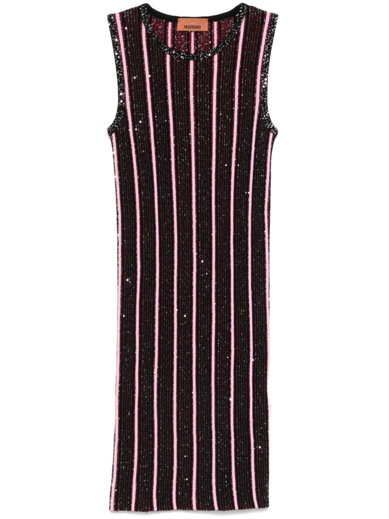 Striped Sequinned Mini Dress