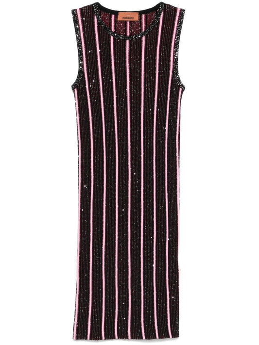 Striped Sequinned Mini Dress