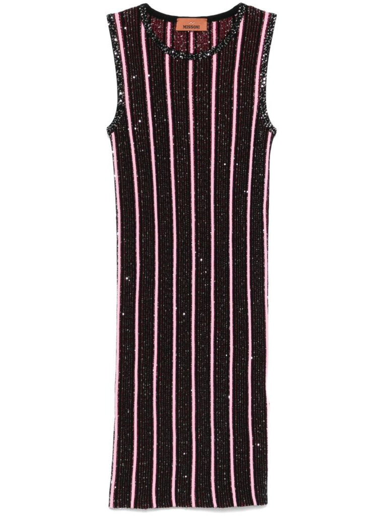 Striped Sequinned Mini Dress