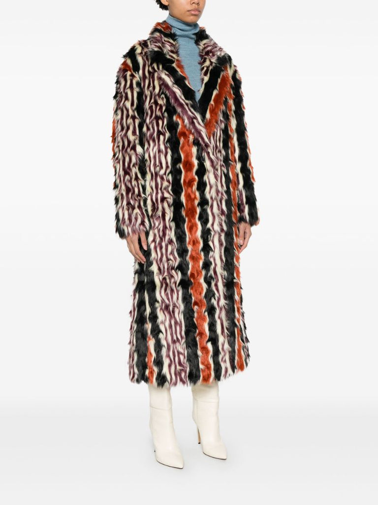 Striped Faux-fur Coat