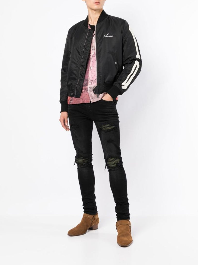 Black Mx1 Neon Plaid Skinny Jeans