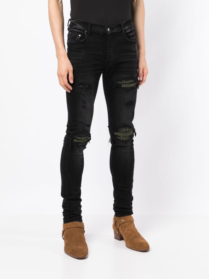 Black Mx1 Neon Plaid Skinny Jeans
