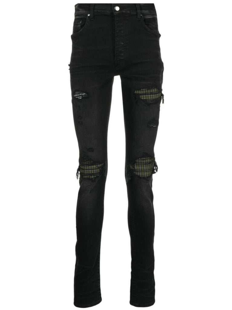 Black Mx1 Neon Plaid Skinny Jeans