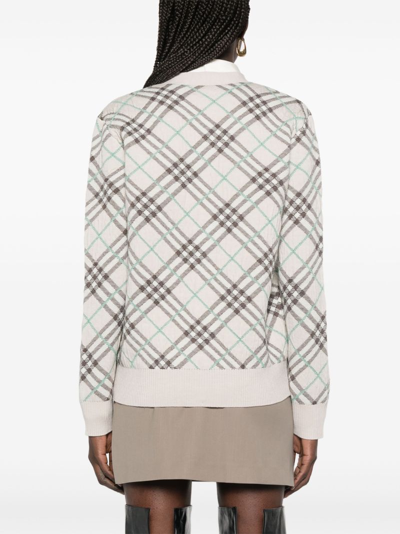 Neutral Checked Cardigan