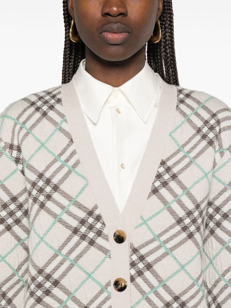 Neutral Checked Cardigan