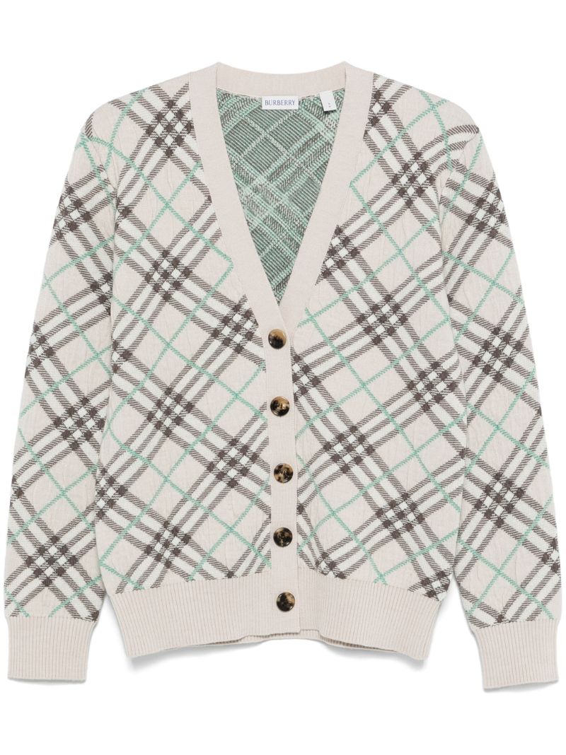 Neutral Checked Cardigan