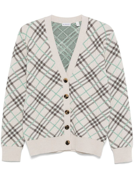 Neutral Checked Cardigan