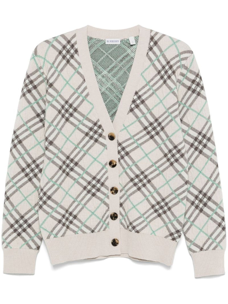 Neutral Checked Cardigan