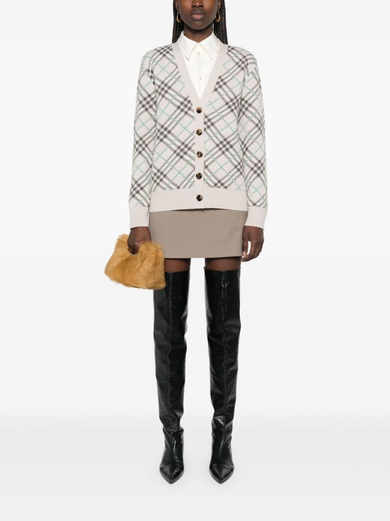 Neutral Checked Cardigan