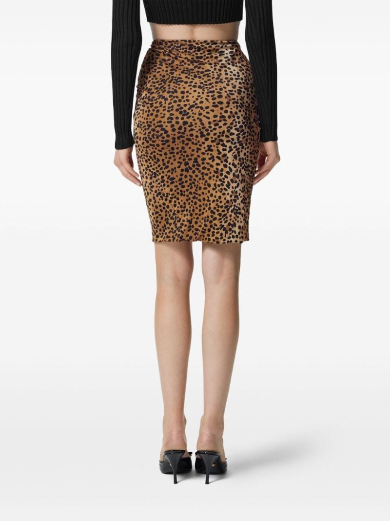 Leopard Gathered Midi Skirt