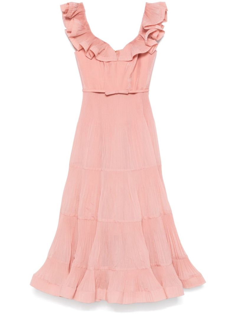 Pink Pleated Frill Dress