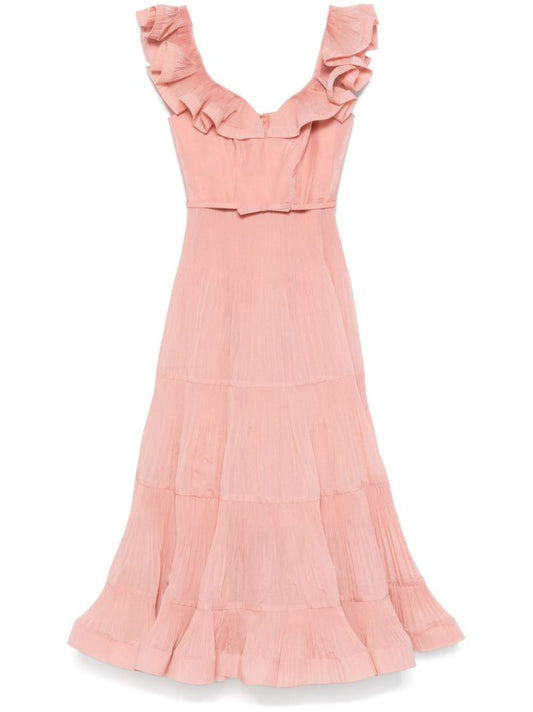 Pink Pleated Frill Dress