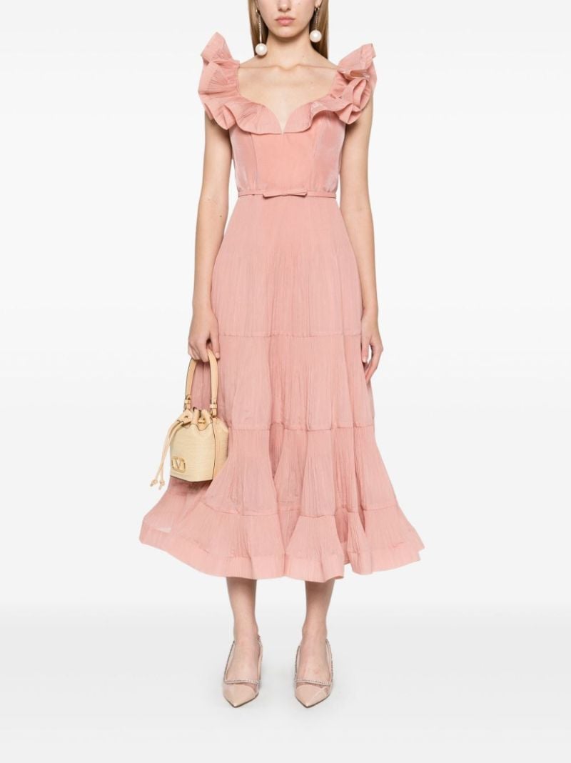 Pink Pleated Frill Dress