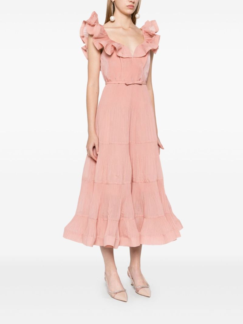 Pink Pleated Frill Dress