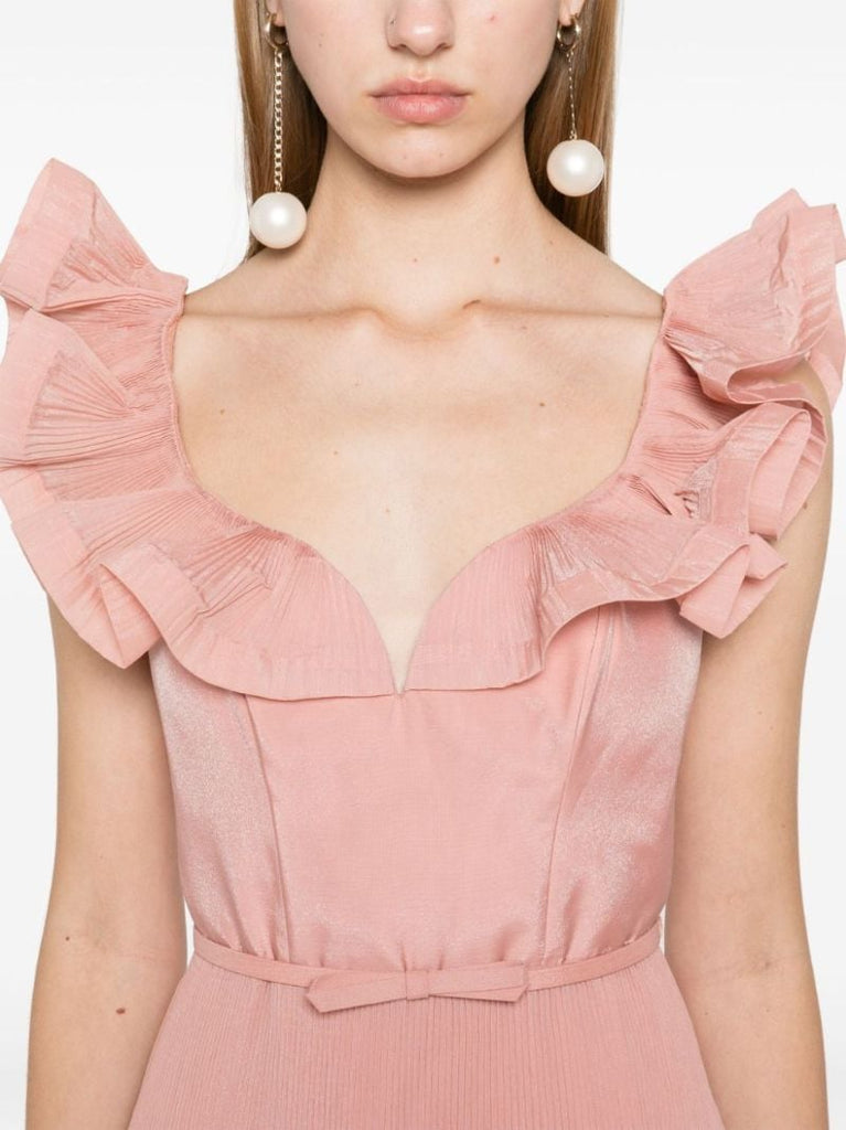 Pink Pleated Frill Dress