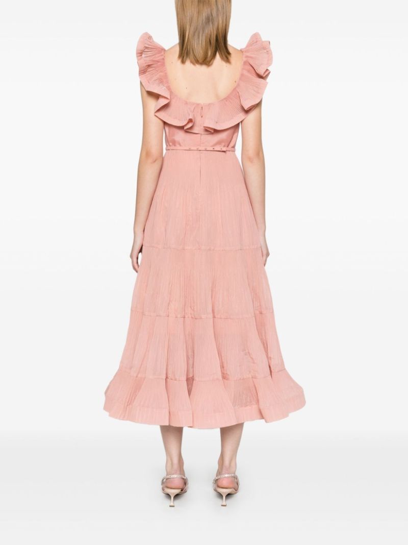 Pink Pleated Frill Dress