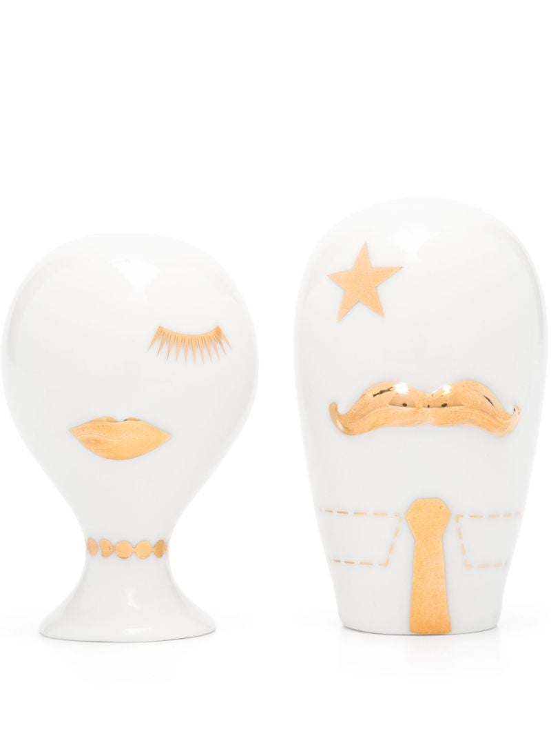 Gilded Mr. & Mrs. Muse Shakers (set of Two)