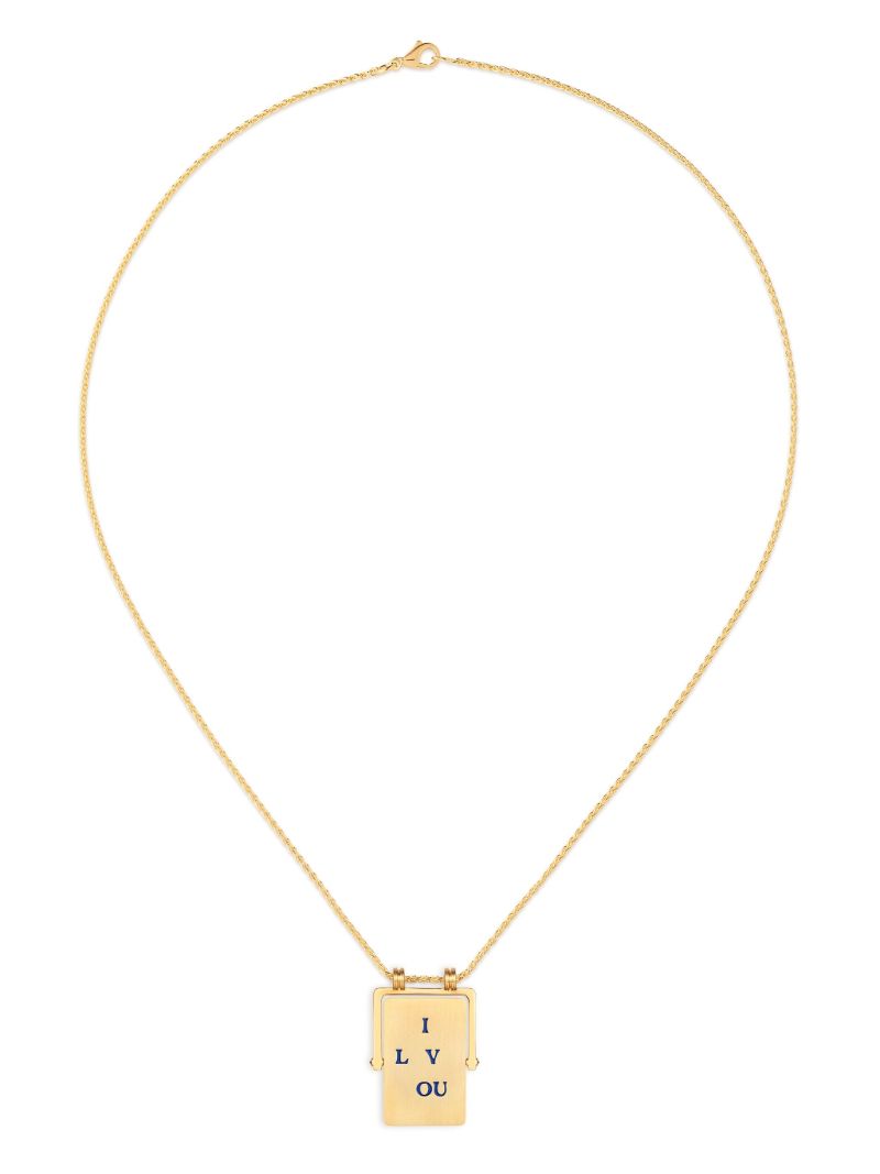18k Yellow Gold I Love You Spinner Scapular Necklace
