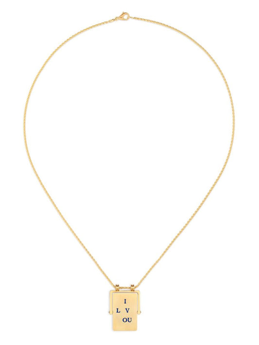 18k Yellow Gold I Love You Spinner Scapular Necklace