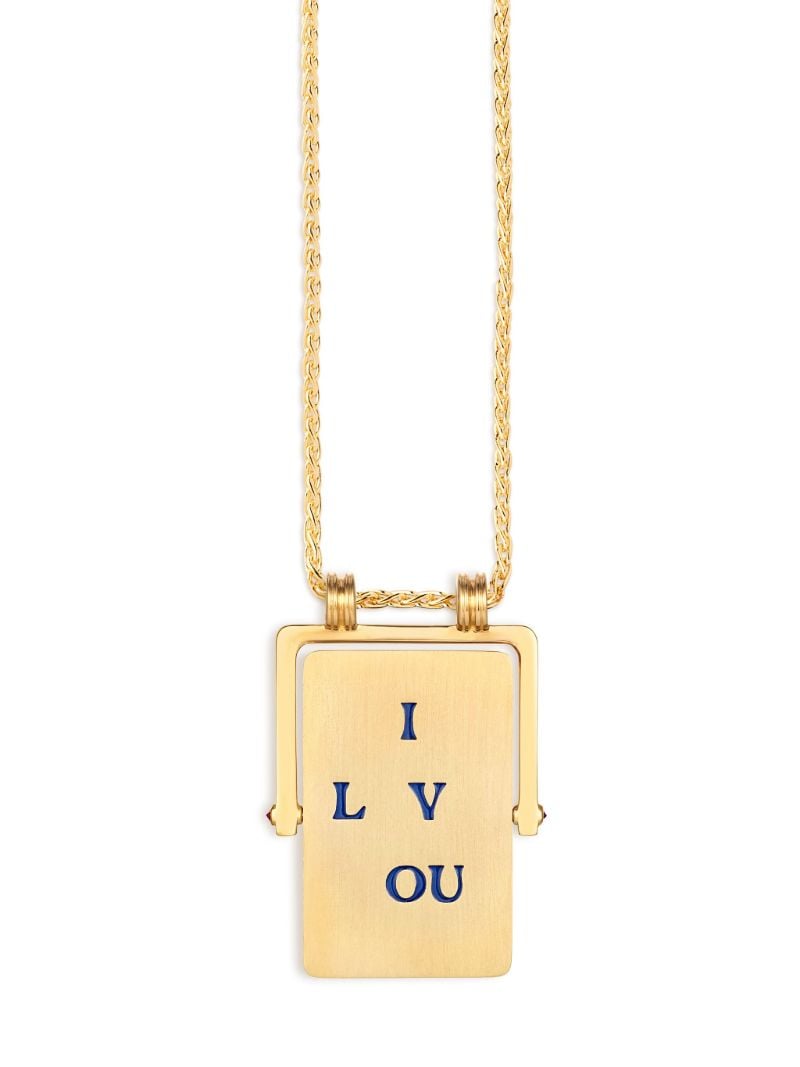 18k Yellow Gold I Love You Spinner Scapular Necklace
